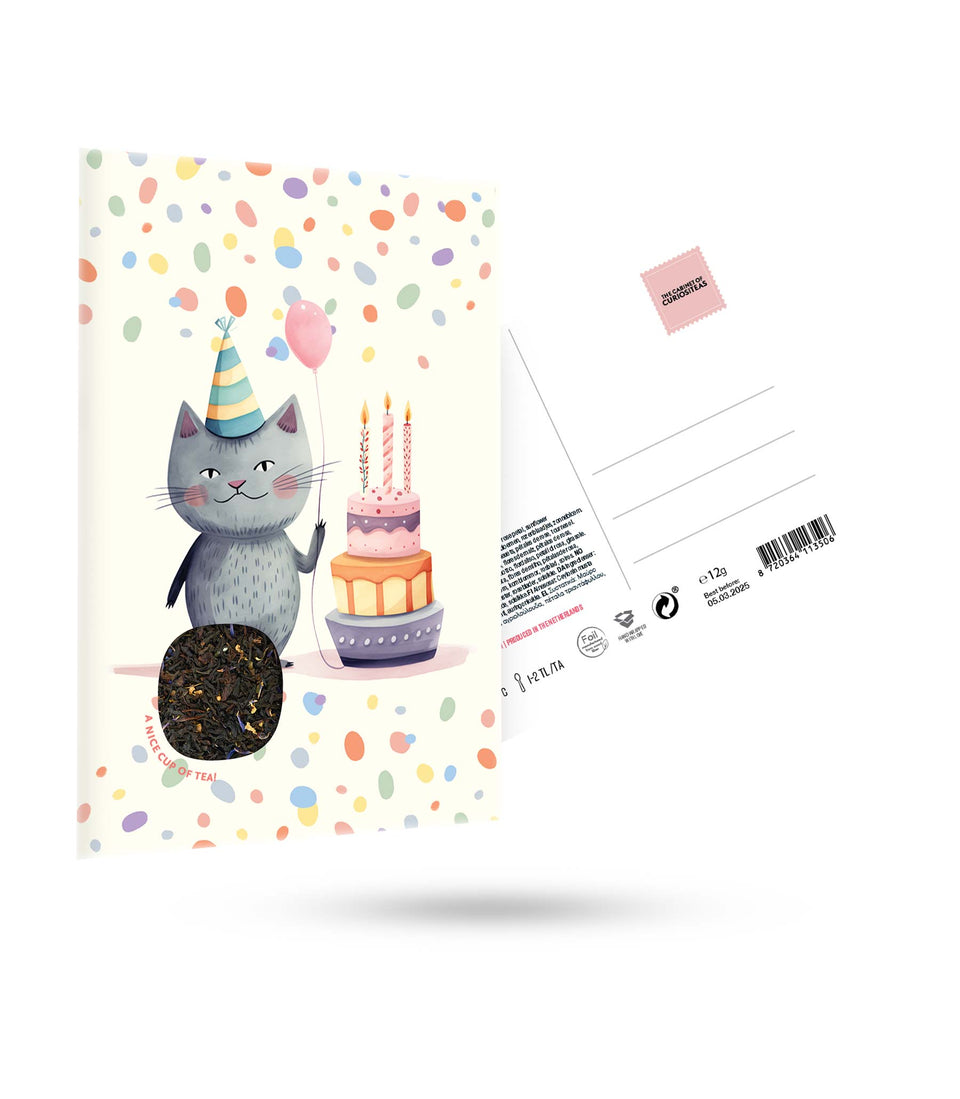 Carte Postale Chat d'anniversaire- 6 pièces