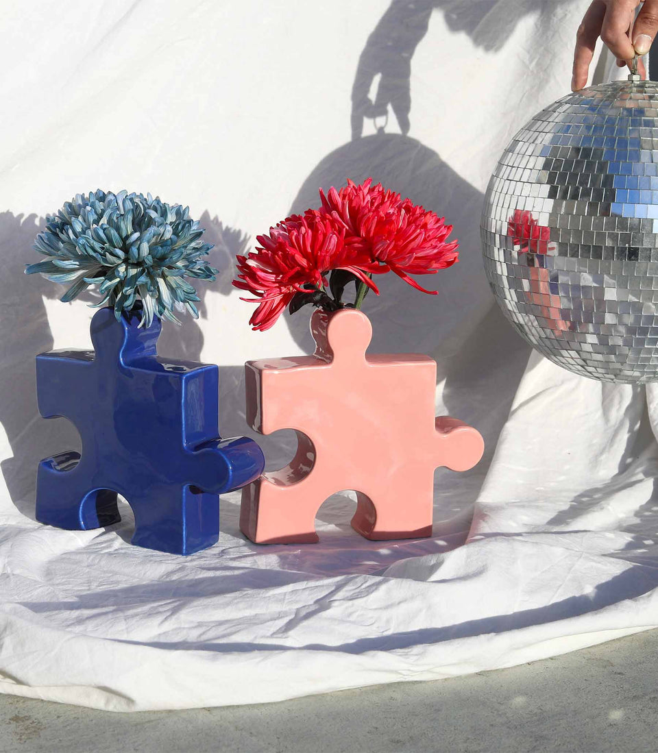 Vase Puzzle Bleu - 4 pièces