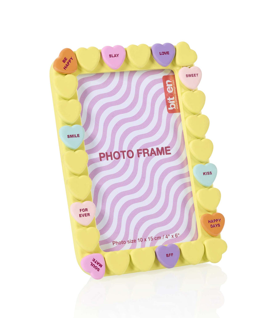 Cadre photo cœurs Sweet Heart Jaune - 6 pièces
