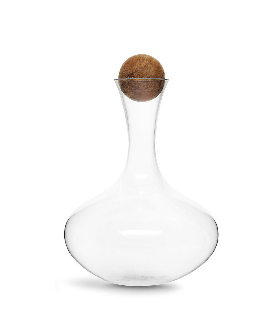 Carafe à vin Nature avec bouchon chêne Transparent/marron - 4 pièces
