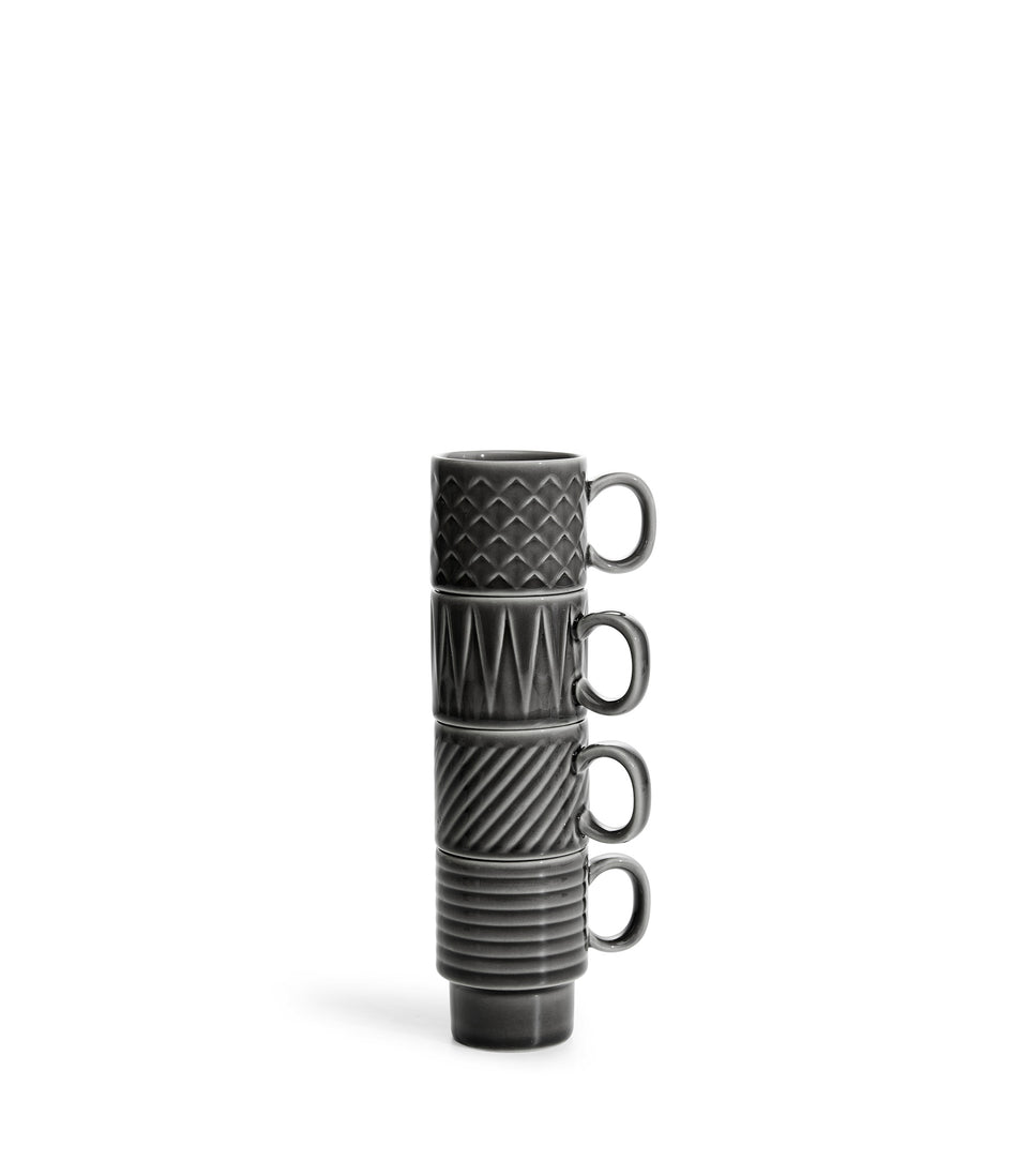 Tasses espresso Coffee & More, lot de 4 Gris - 6 pièces