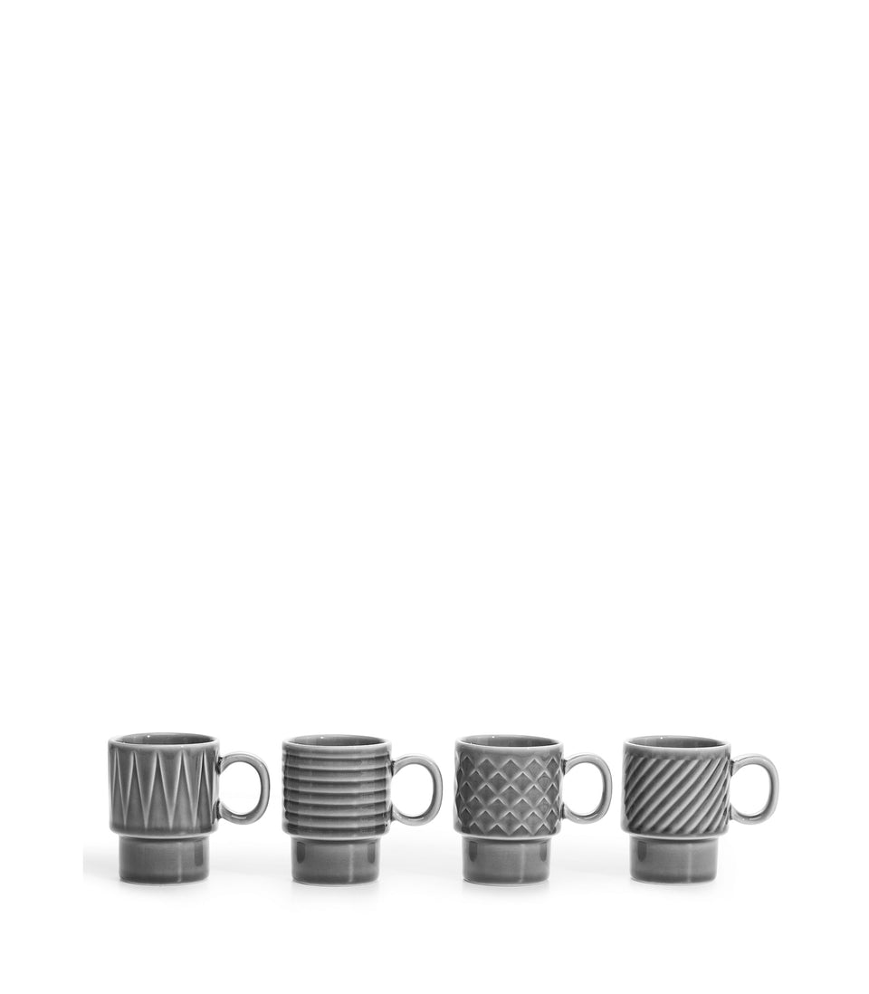 Tasses espresso Coffee & More, lot de 4 Gris - 6 pièces