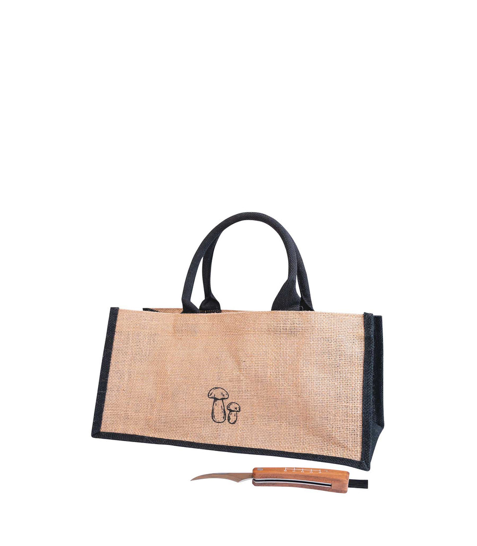 Sac Karl-Johan avec couteau à champignons Beige/noir - 6 pièces