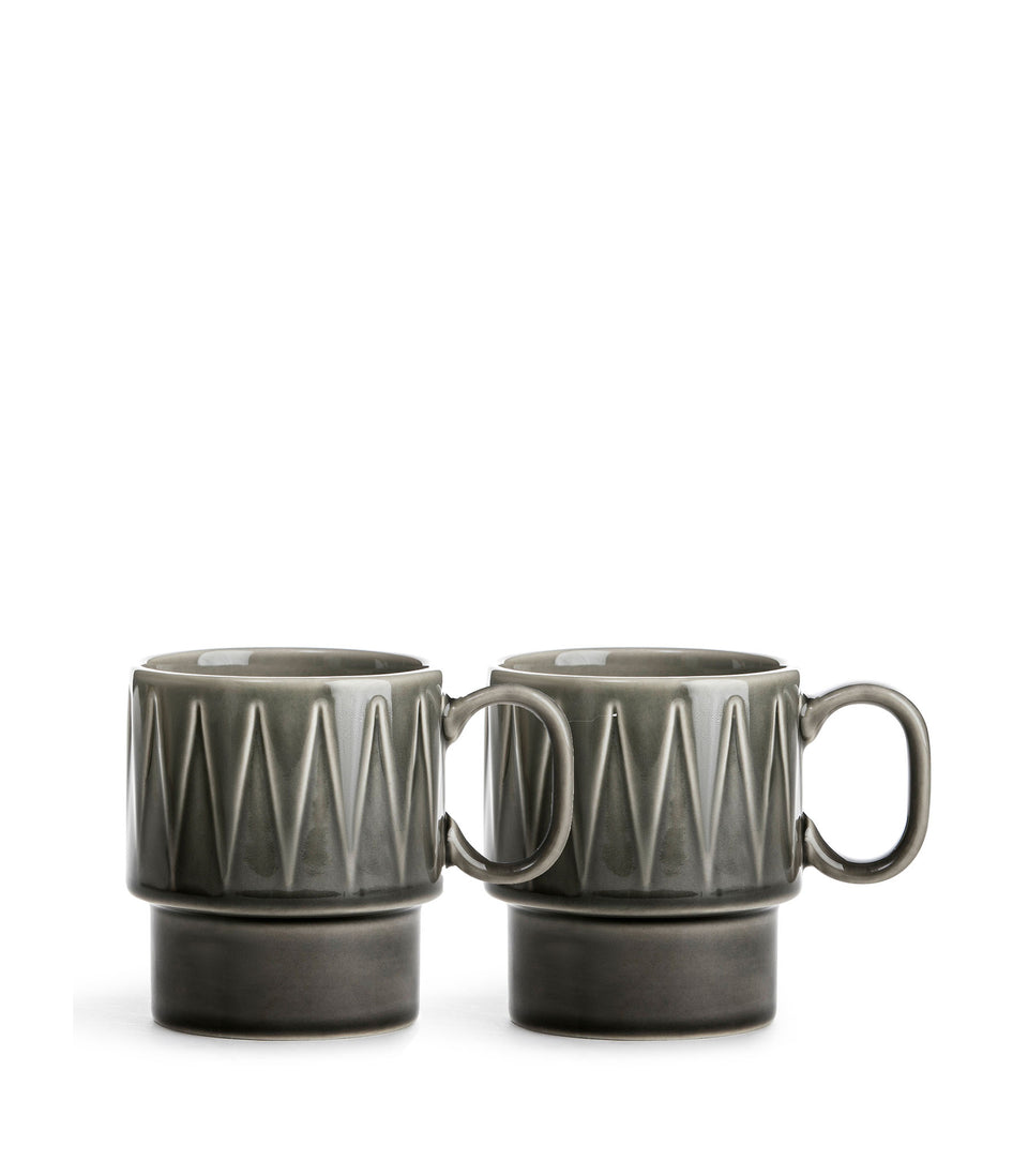Mug Coffee & More, lot de 2 Gris - 6 pièces