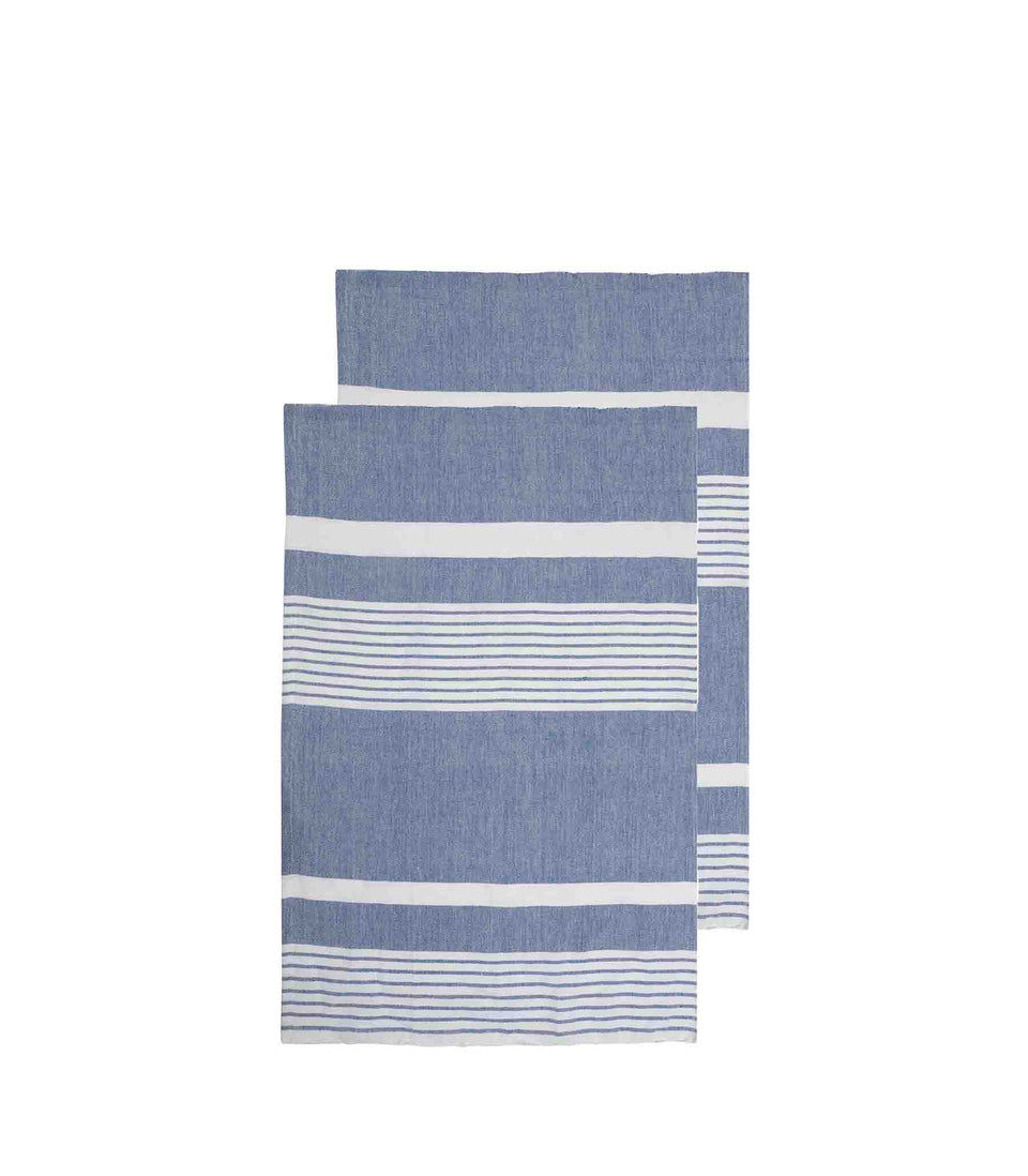 Serviettes hammam Ella 50x70cm, lot de 2 Bleu - 8 pièces