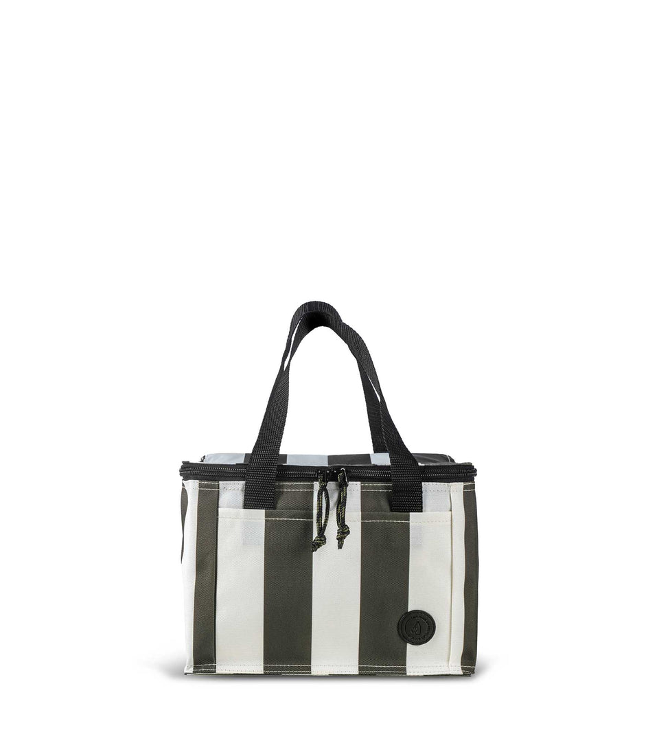 Sac isotherme City Stripe petit en rPET Vert/Blanc - 6 pièces
