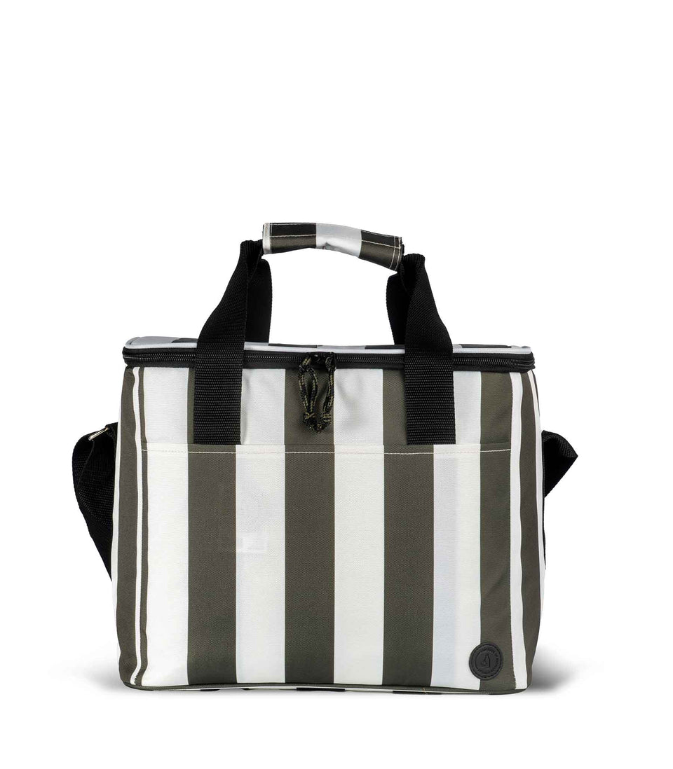 Sac isotherme City Stripe grand en rPET Vert/Blanc - 6 pièces