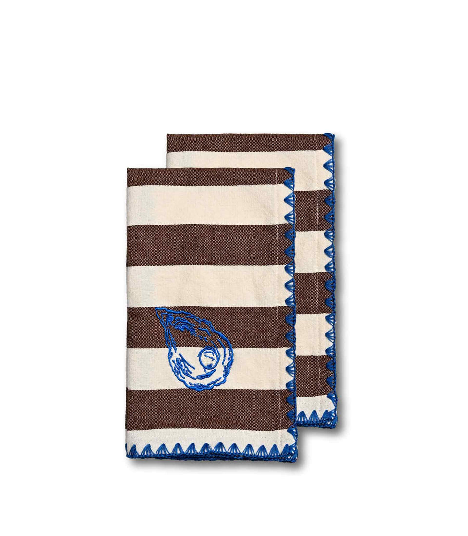 Serviettes Bubba Oyster, lot de 2 Marron - 6 pièces