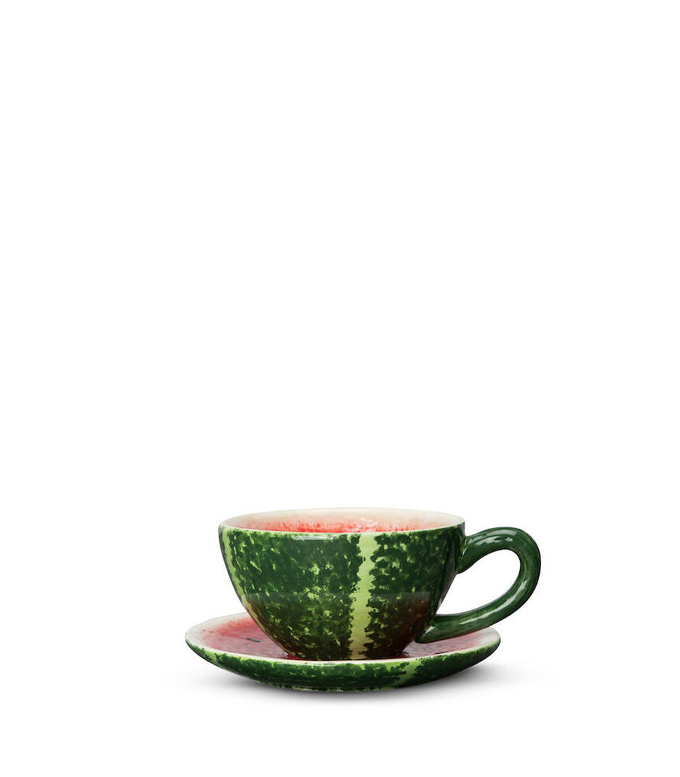 Tasse et soucoupe Pastéque Vert/rouge - 4 pièces