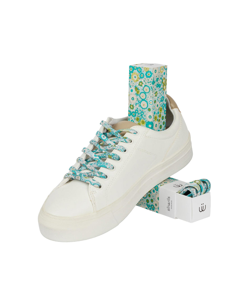 Lacets FRESH GREENSIH BLUE FLOWERS - 3 pièces