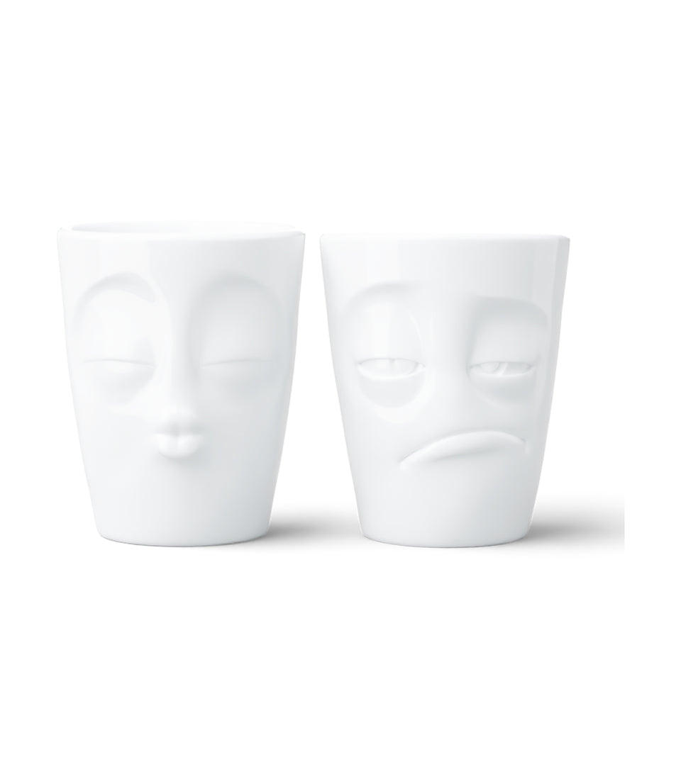 Set 2 mugs sans anse Bisous & Endormi - 350 ml