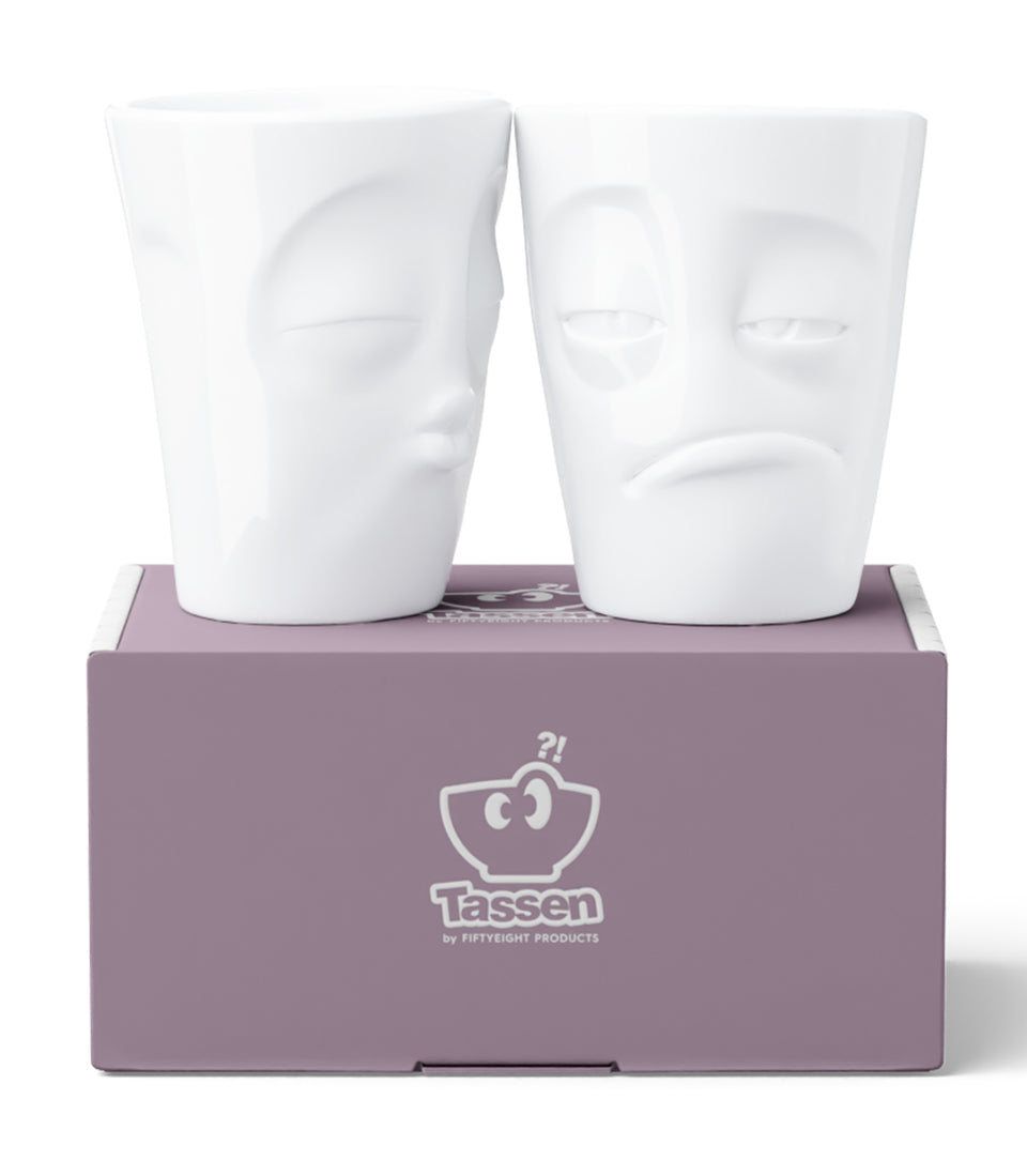 Set 2 mugs sans anse Bisous & Endormi - 350 ml