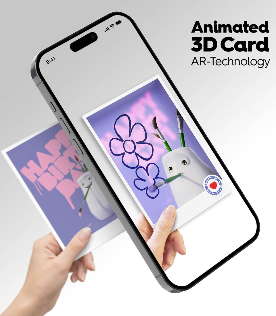 Carte d’anniversaire en réalité augmentée – Vase artiste - 6 pièces