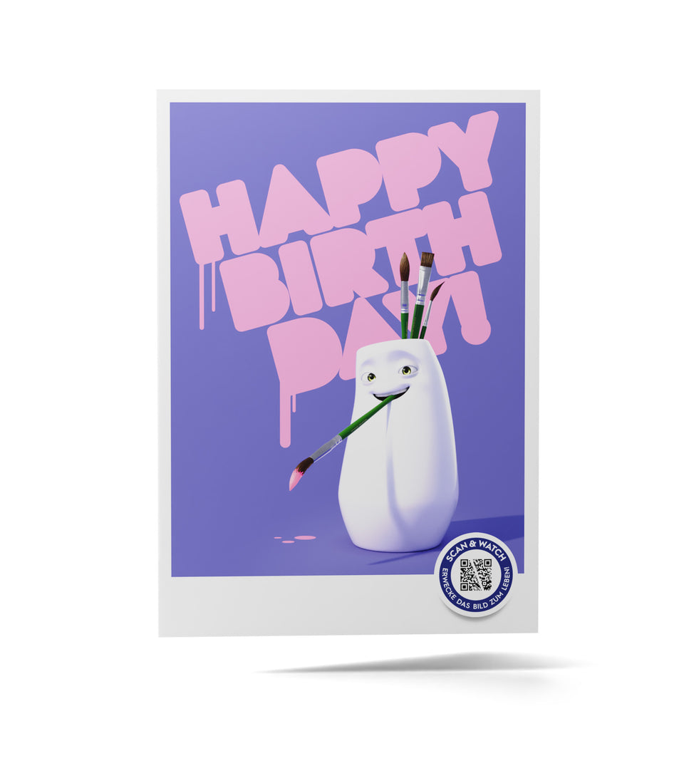 Carte d’anniversaire en réalité augmentée – Vase artiste - 6 pièces
