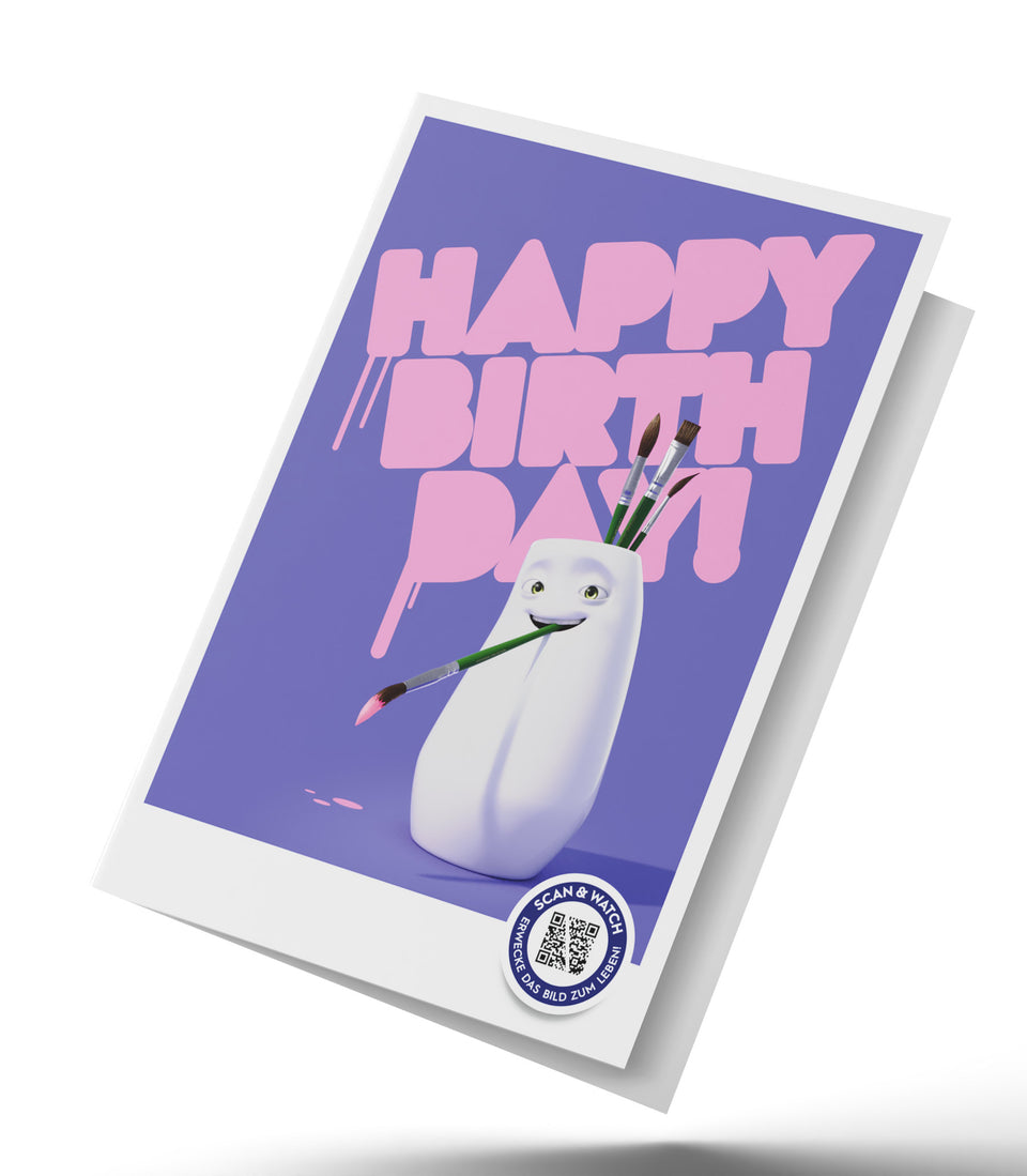 Carte d’anniversaire en réalité augmentée – Vase artiste - 6 pièces