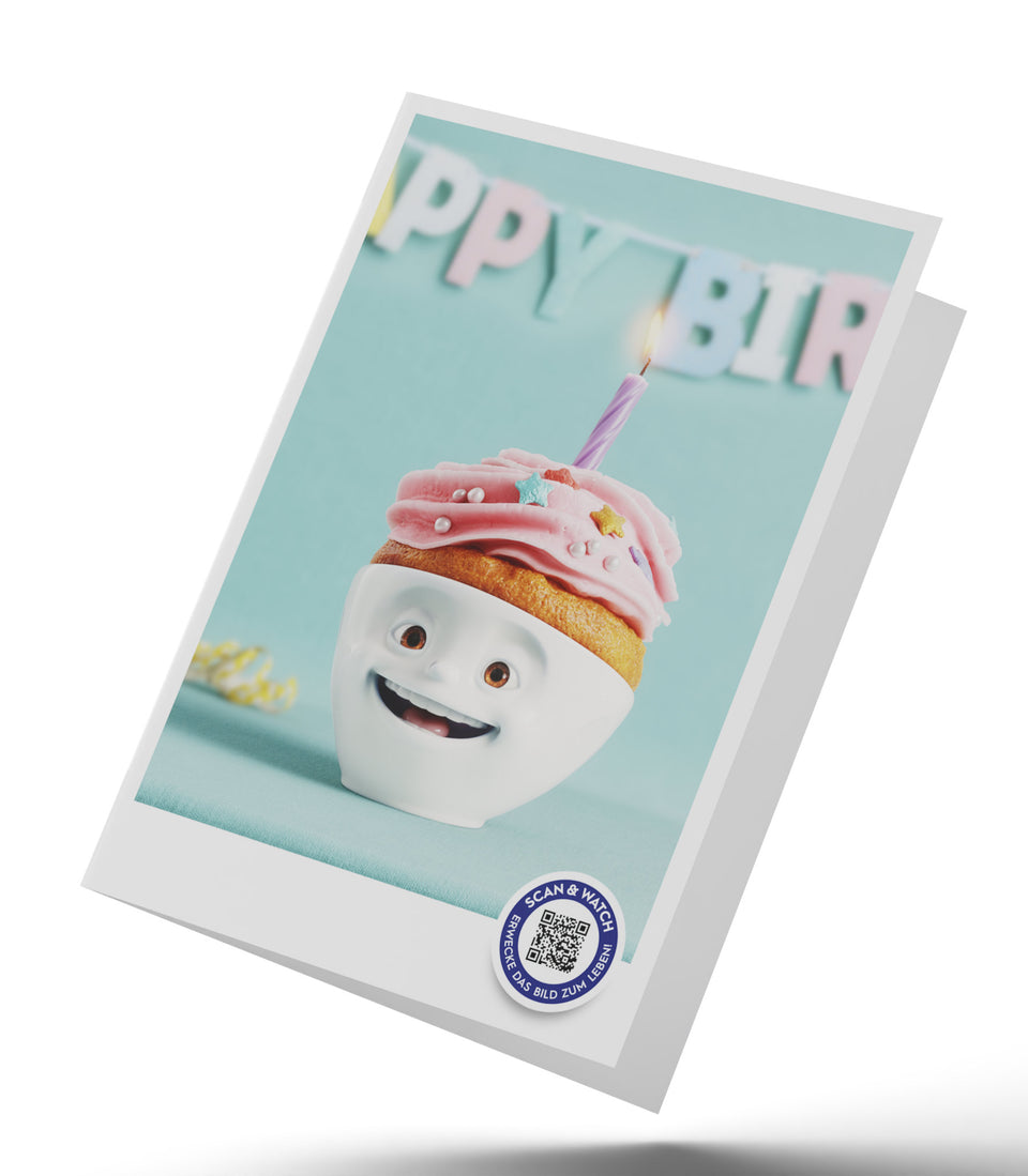 Carte d’anniversaire en réalité augmentée – Cupcake - 6 pièces
