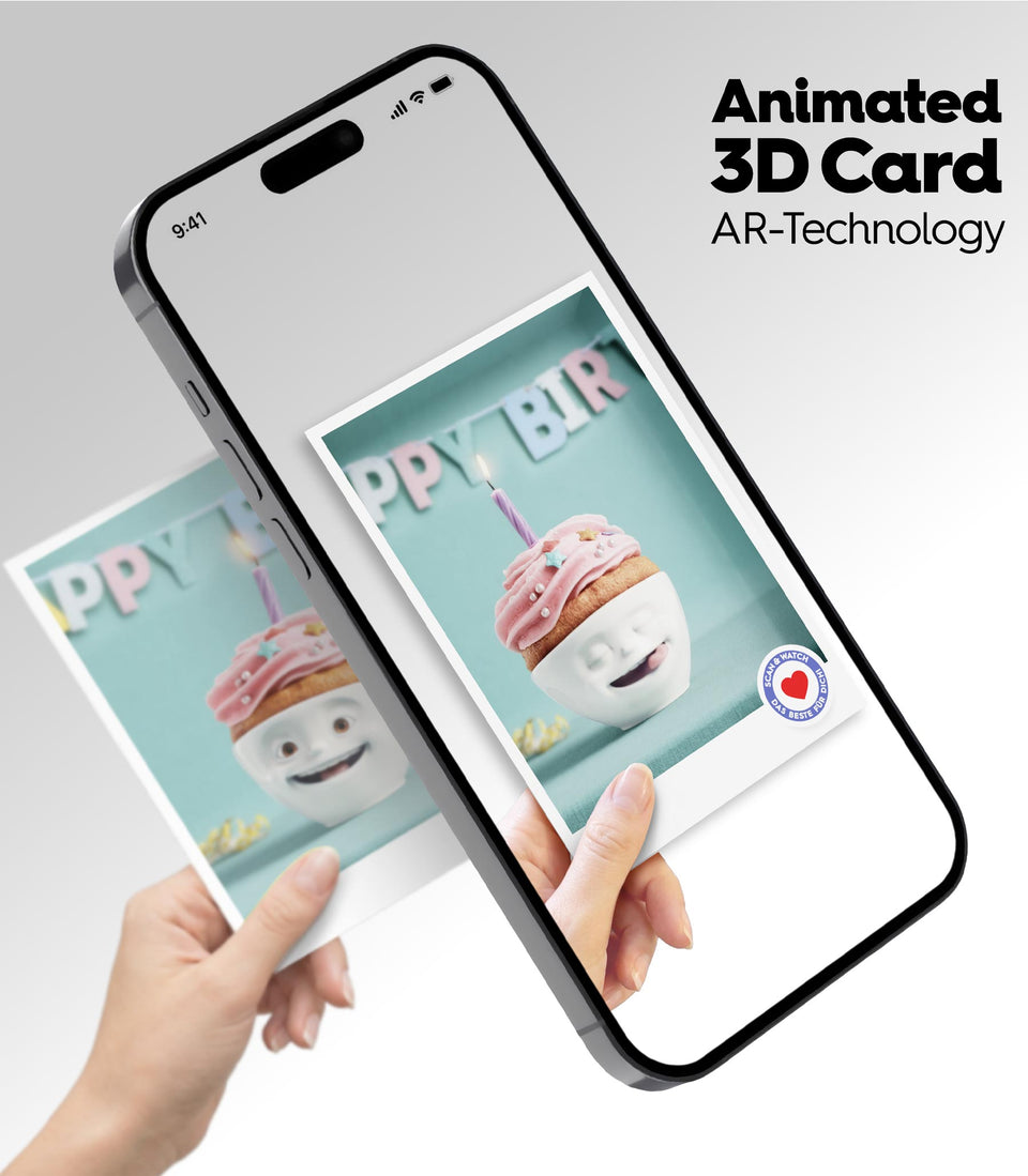 Carte d’anniversaire en réalité augmentée – Cupcake - 6 pièces