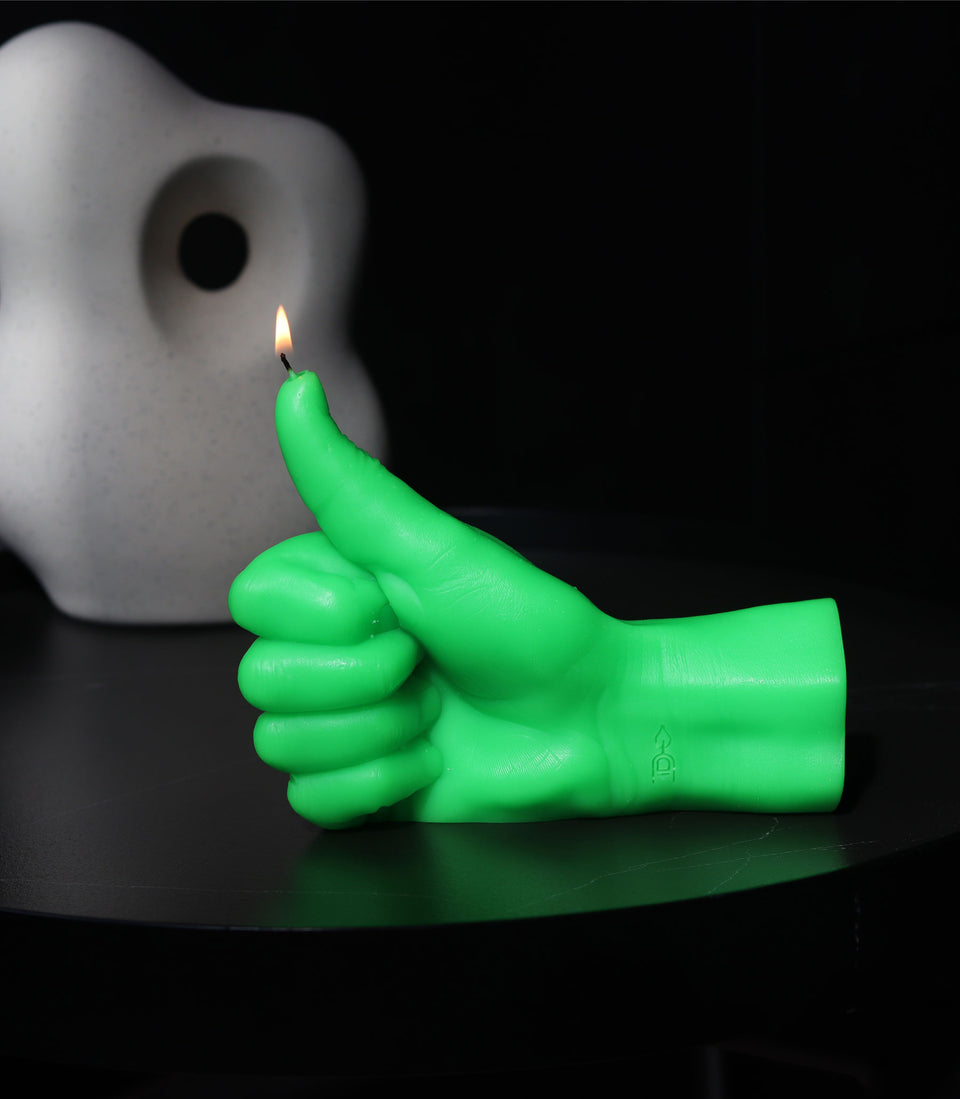 Bougie Thumbs Up Vert Fluo