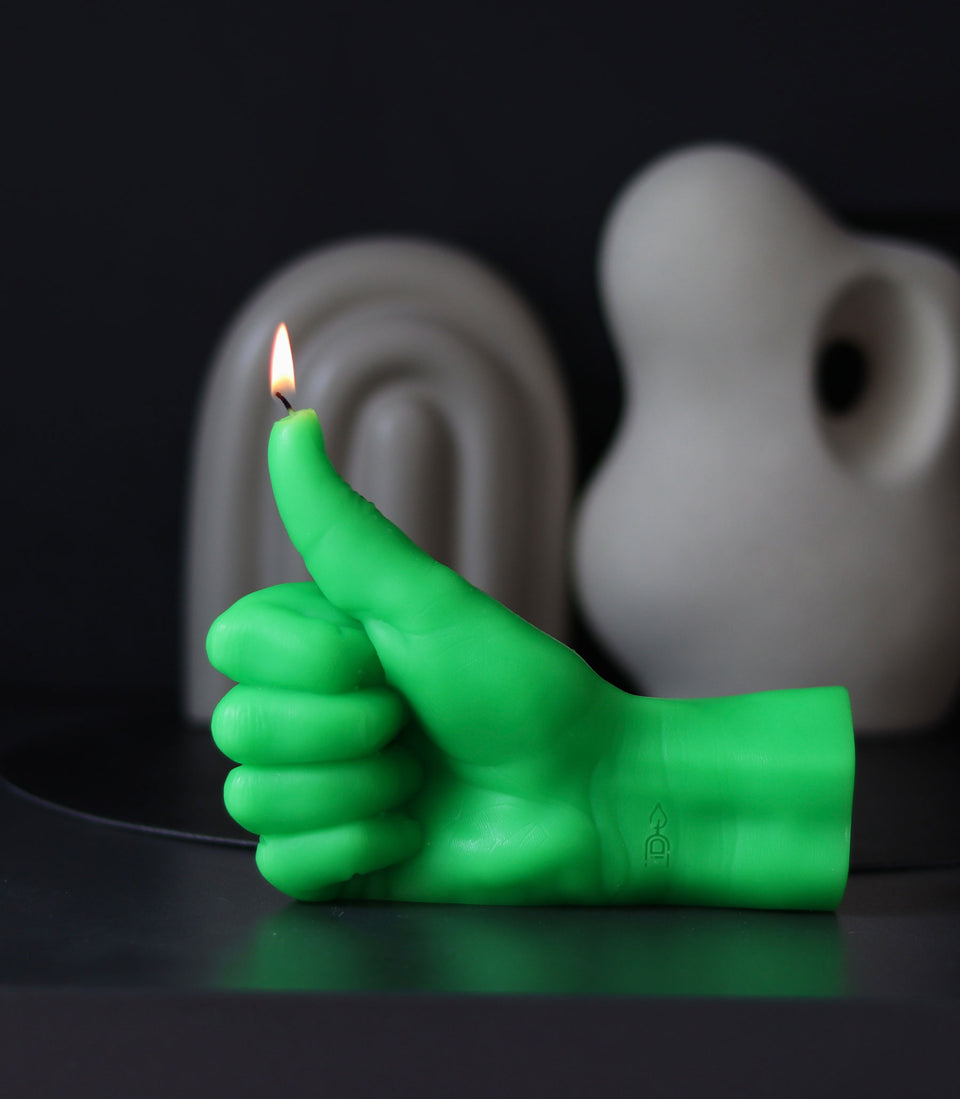 Bougie Thumbs Up Vert Fluo