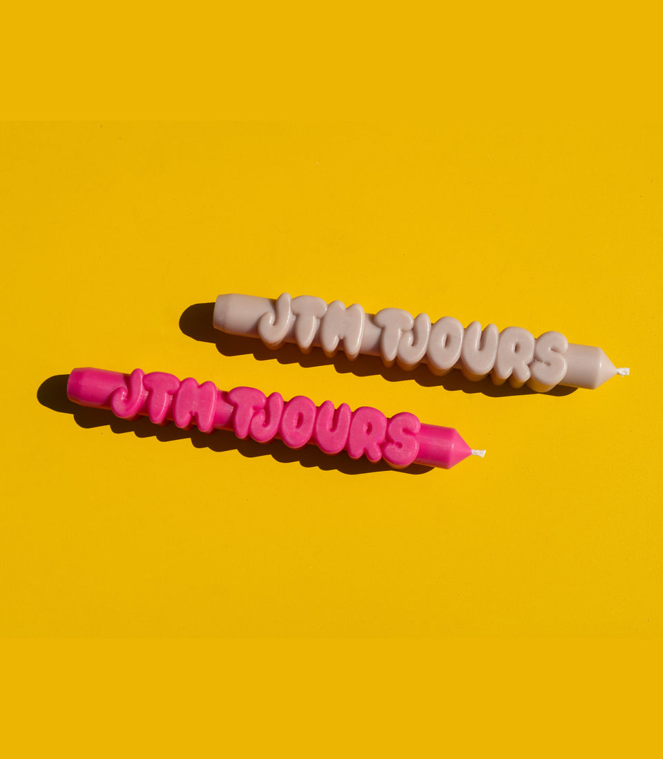 3D Bougie JTMTjours Créme - 2 pièces