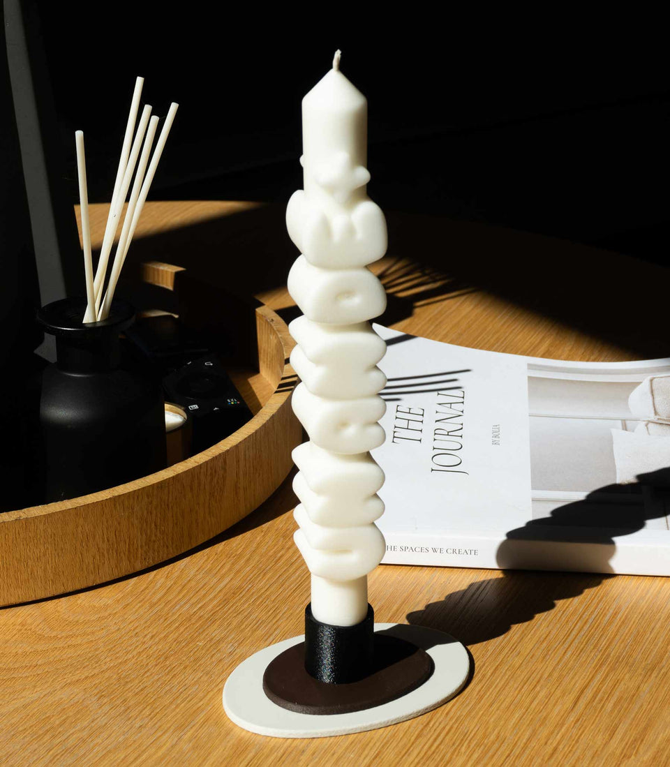 3D Bougie Un An de + Blanc- 2 pièces