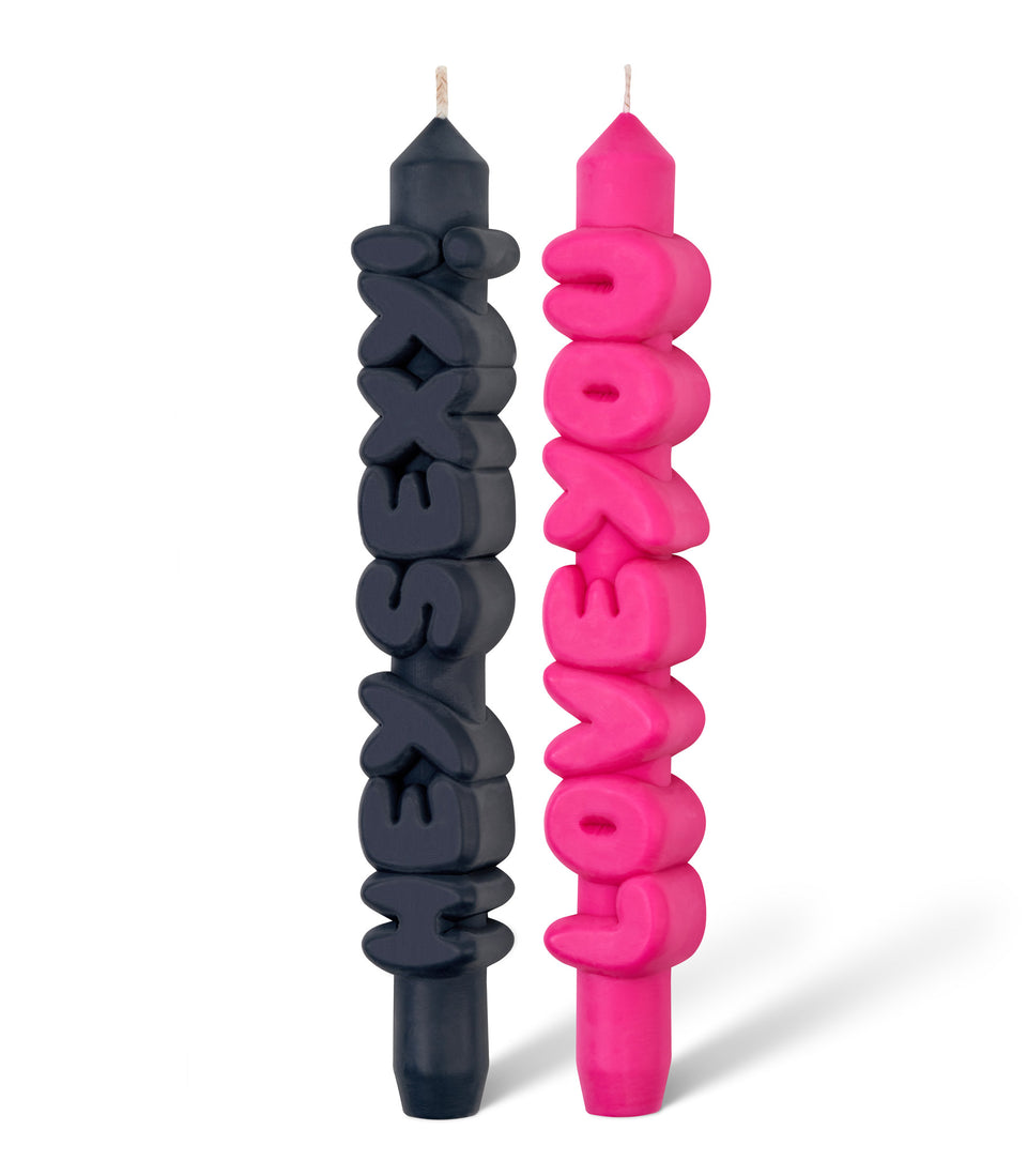 Set de 2 3D Bougies Amour Noir/Rose - 2 pièces