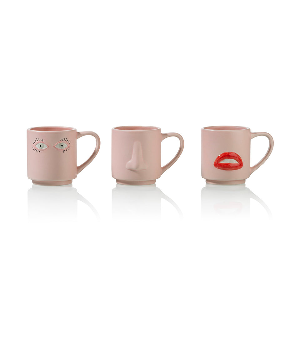 Set de 3 mugs empilables Surréaliste - 4 pièces
